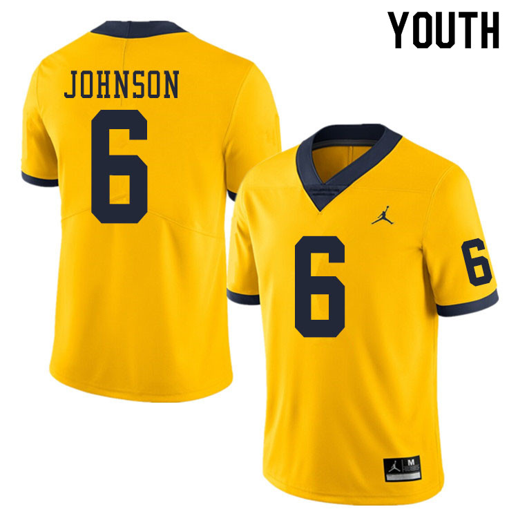 Youth #6 Cornelius Johnson Michigan Wolverines College Football Jerseys Sale-Yellow